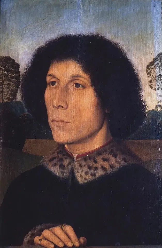 Portret van een man in een landschap - Hans Memling