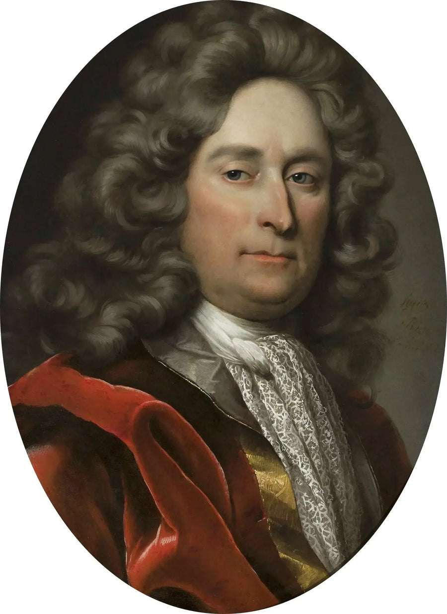Portret van een man in een grijze pruik. - Hyacinthe Rigaud