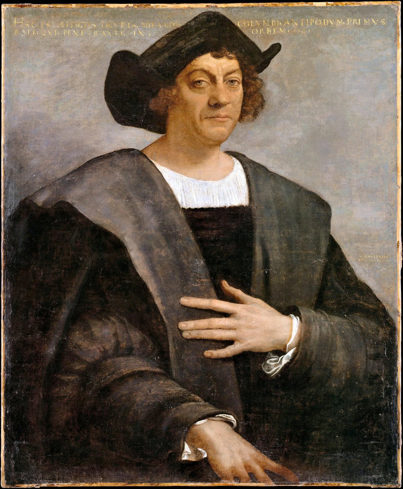 Portret van een man, genaamd Christoffel Columbus (geboren rond 1446, overleden in 1506) - Sebastiano del Piombo
