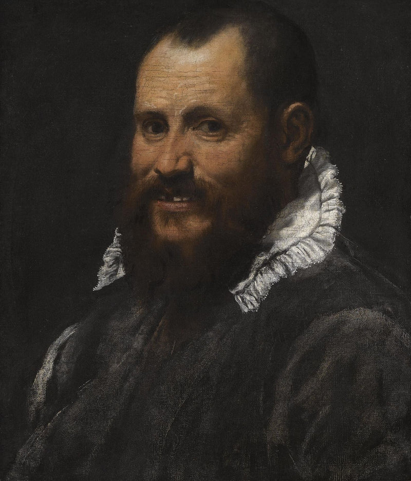 Portret van een man, in bust, met witte kraag - Annibale Carracci