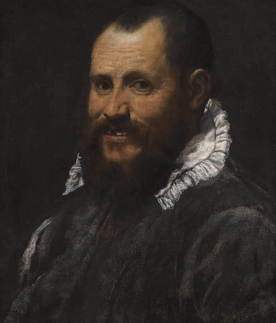 Portret van een man, in bust, met witte kraag - Annibale Carracci