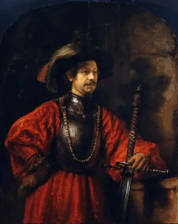 Portret van een man in militaire uniform - Rembrandt