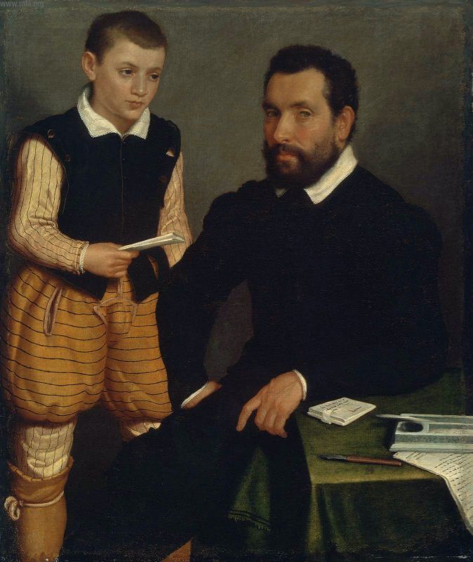 Portret van een man en een jongen (Comte Alborghetti et Fils) - Giovanni Battista Moroni