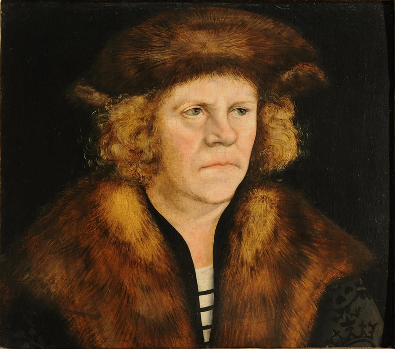 Portret van een man met een bontmuts - Lucas Cranach de Oudere