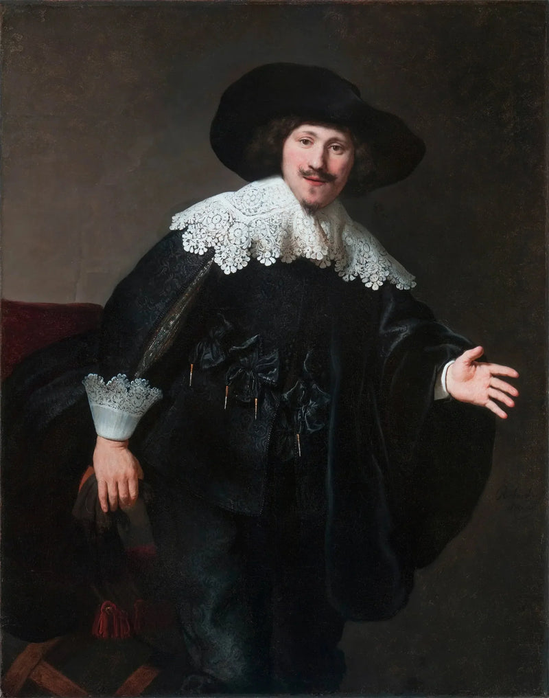 Portret van een man die opstaat uit zijn stoel - Rembrandt