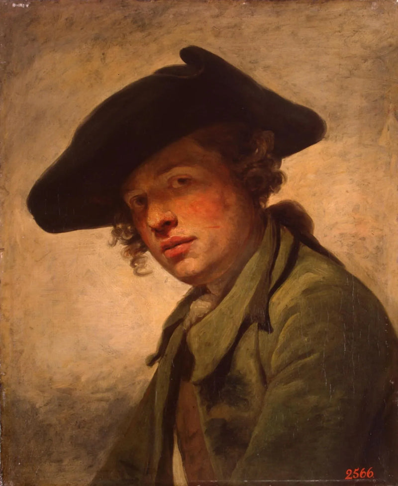Portret van een jonge man met hoed - Jean-Baptiste Greuze