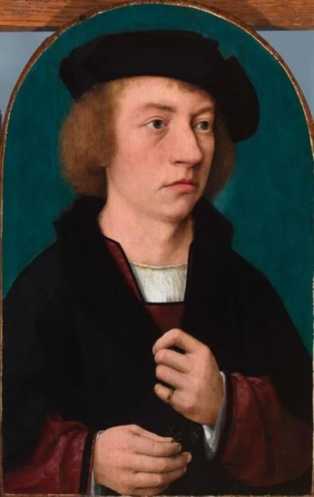 Portret van een jonge man met een zwarte hoed - Joos van Cleve