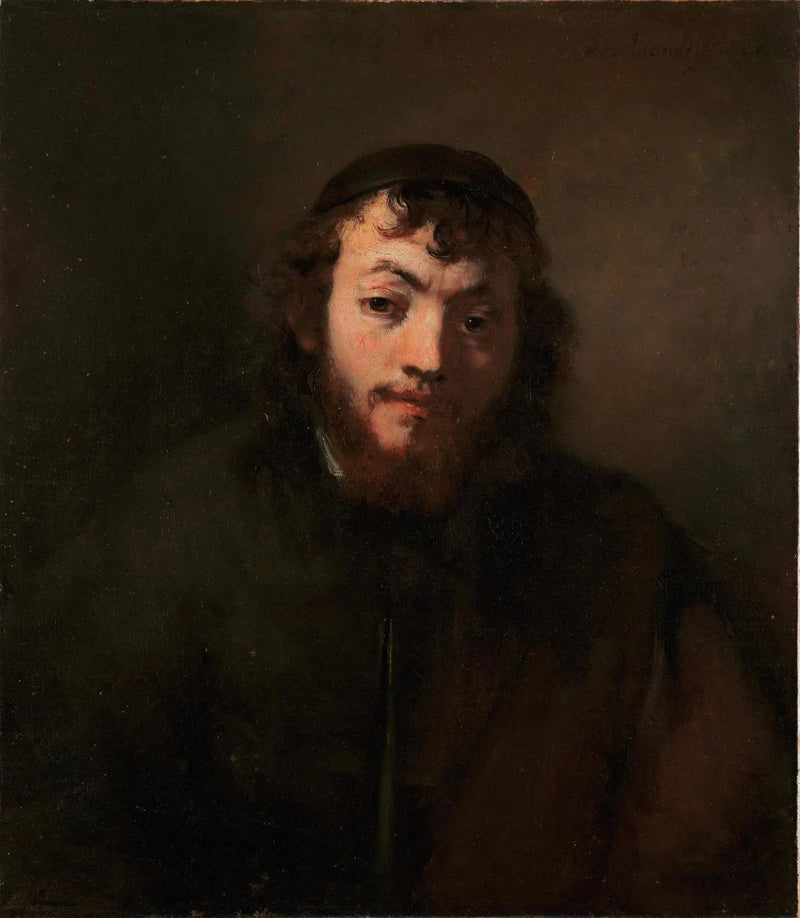 Portret van een jonge man met baard en muts - Rembrandt