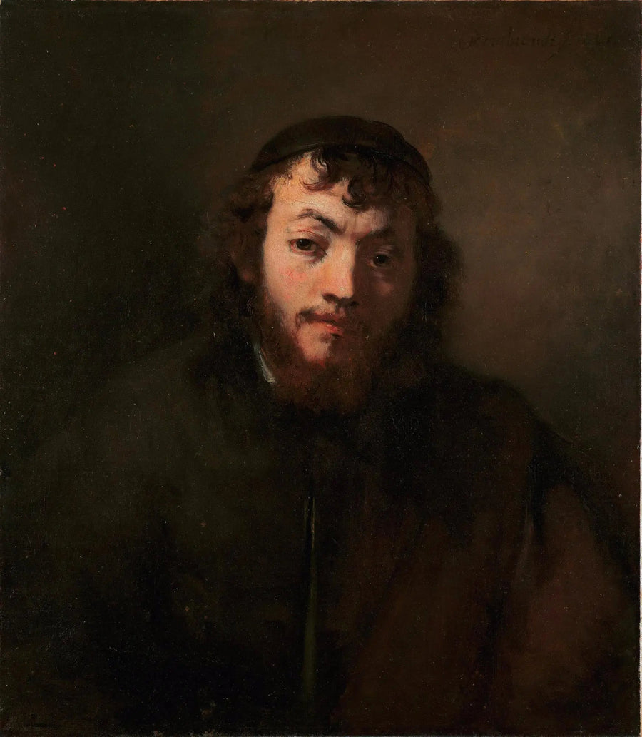 Portret van een jonge man met baard en muts - Rembrandt