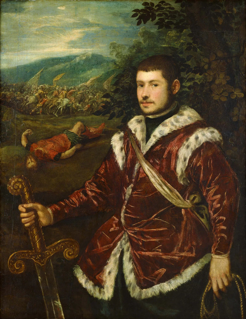 Portret van een jonge man in David - Jacopo Tintoretto