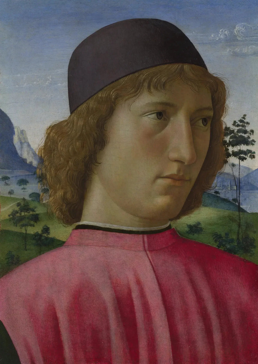Portret van een jonge man in rood - Domenico Ghirlandaio