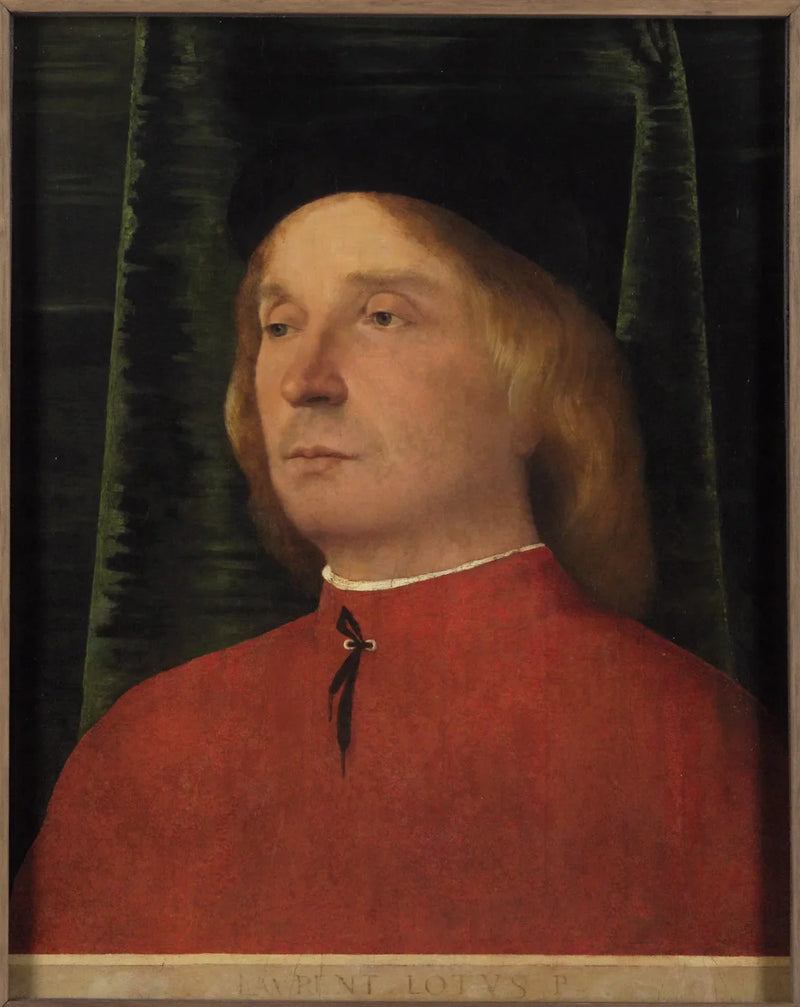 Portret van een jonge man in rood kleding - Lorenzo Lotto