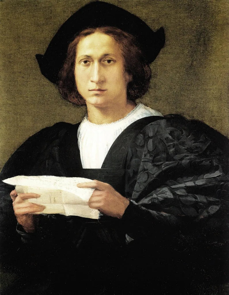 Portret van een jonge man die een brief vasthoudt - Rosso Fiorentino