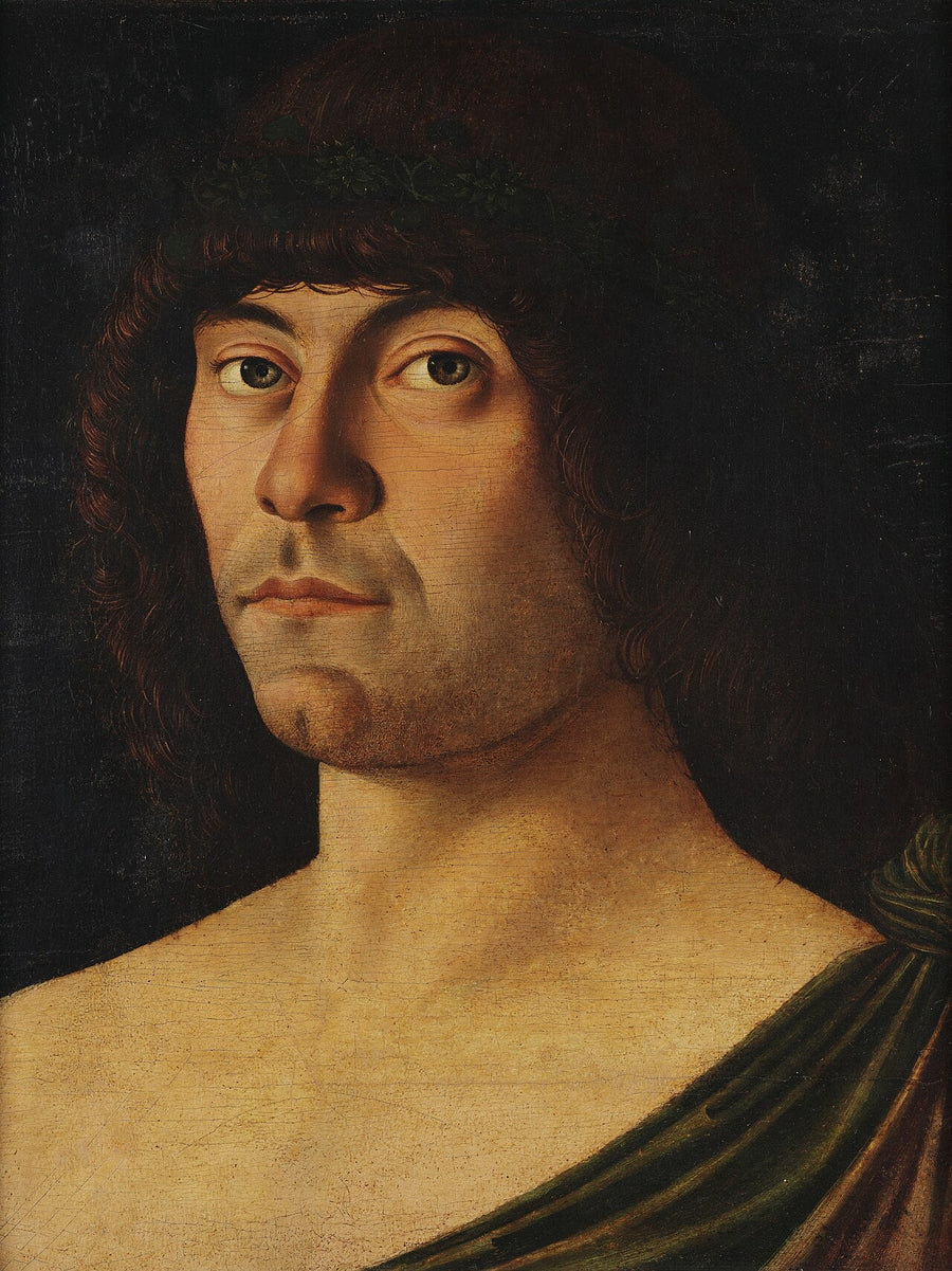 Portret van een jonge man gekleed in antieke stijl - Giovanni Bellini