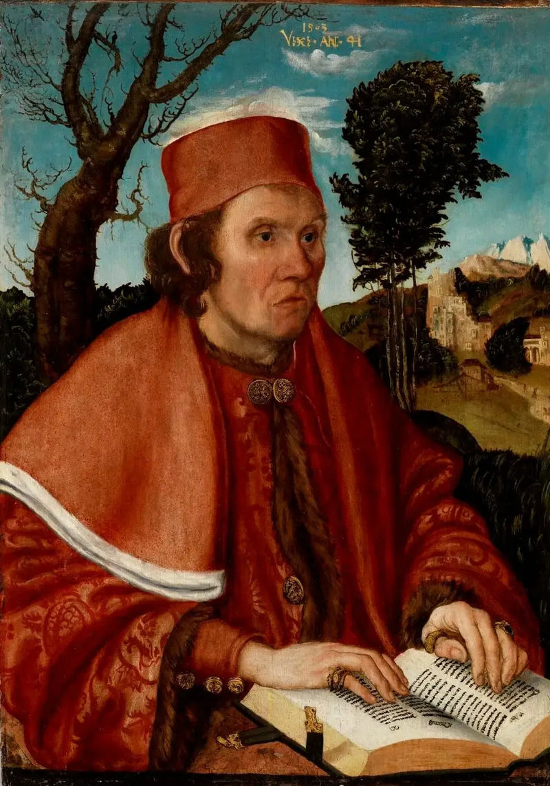 Portret van een jurist, waarschijnlijk Stephan Reuss, rector van de Universiteit van Wenen - Lucas Cranach de Oudere