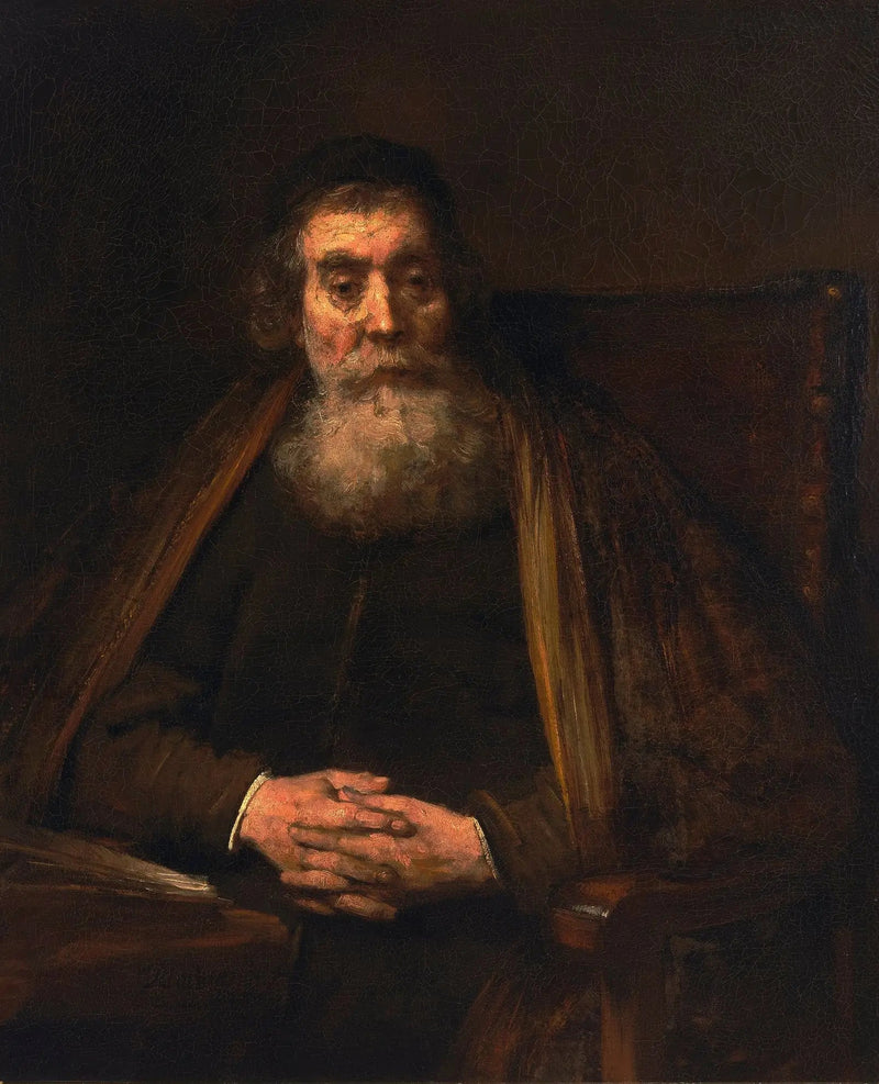 Portret van een oude man (waarschijnlijk de pedagoog, Jan Amos Komensky, ook wel Comenius genoemd) - Rembrandt