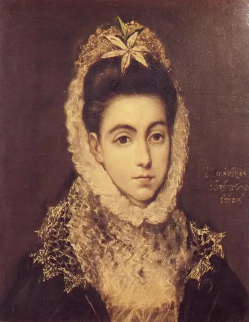 Portret van een dame met bloem - El Greco