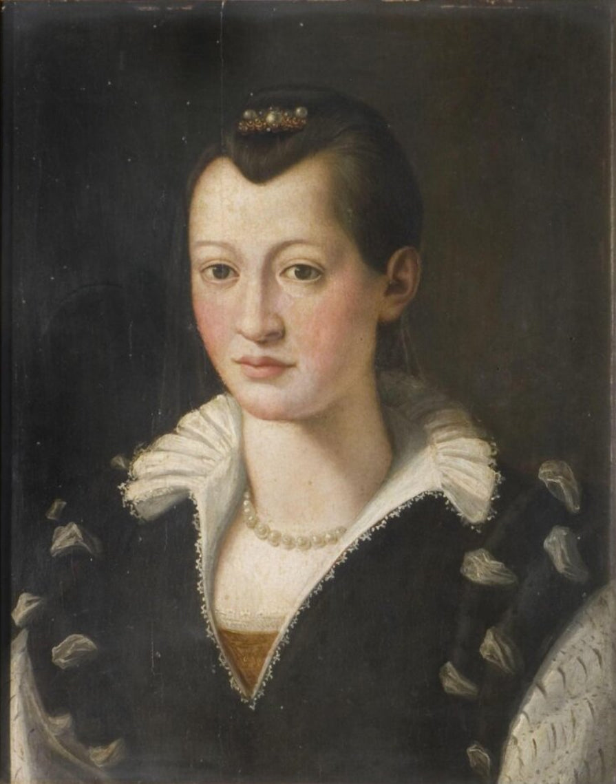 Portret van een dame in een zwarte jurk - Bronzino