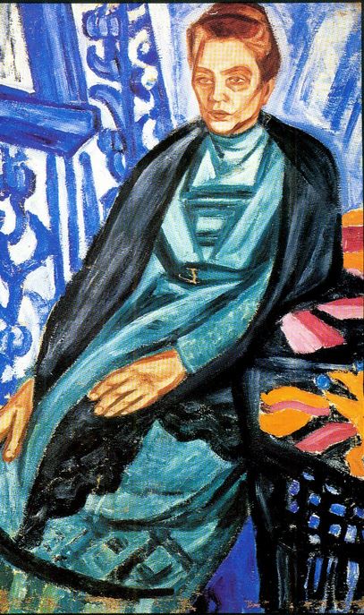Portrait d'une dame en robe verte - Olga Rozanova image 1 reproduction de peinture à l’huile