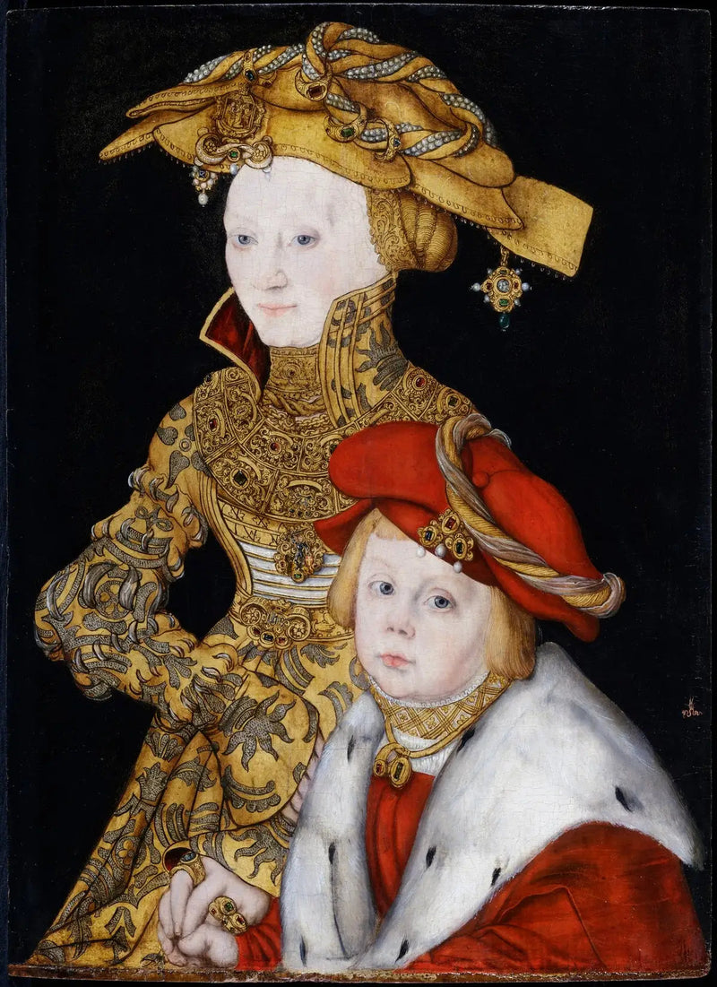 Portret van een dame en haar zoon - Lucas Cranach de Oudere