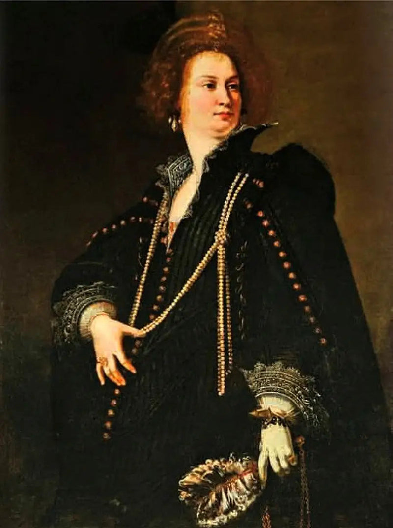 Portret van een dame die een waaier vasthoudt - Artemisia Gentileschi