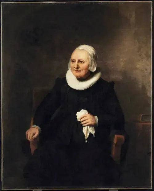Portret van een zittende vrouw met een zakdoek - Rembrandt