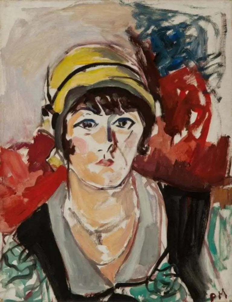 Portret van een vrouw met een gele hoed - Piet Mondrian