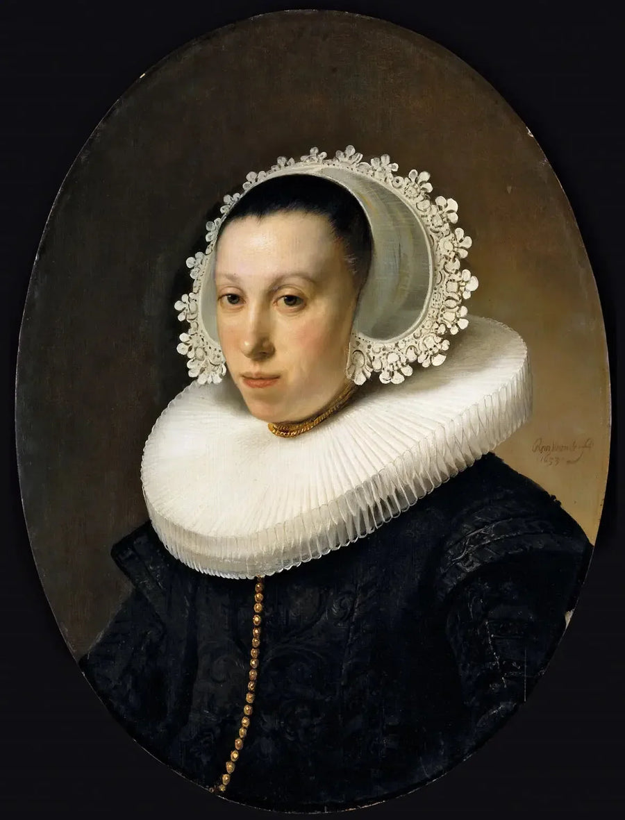 Portret van een vrouw met een molenketting - Rembrandt