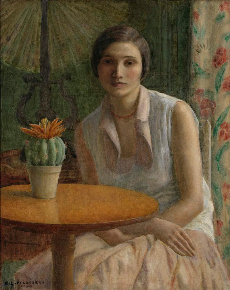 Portret van een vrouw (met een cactus) - Frederick Carl Frieseke