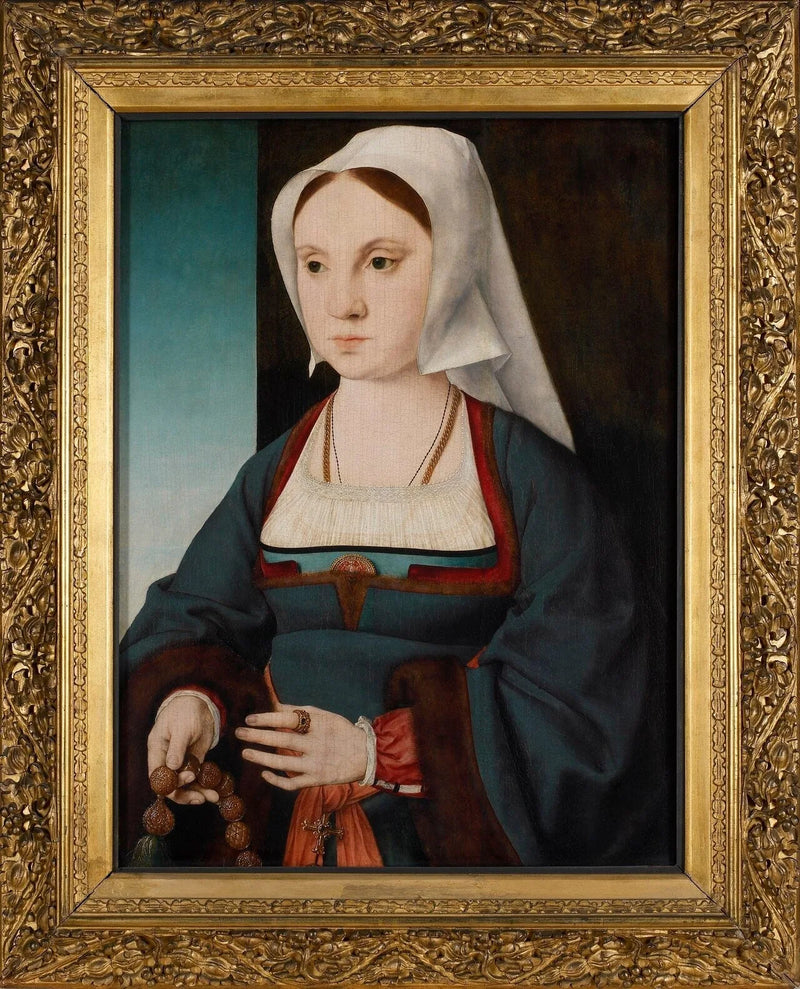 Portret van een vrouw met een rozenkrans - Joos van Cleve