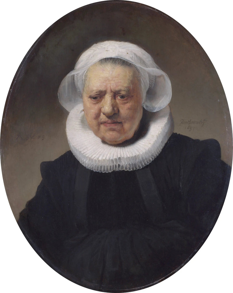 Portret van een 83-jarige vrouw (misschien Aechje Claesdr, moeder van Dirck Jansz Pesser) - Rembrandt