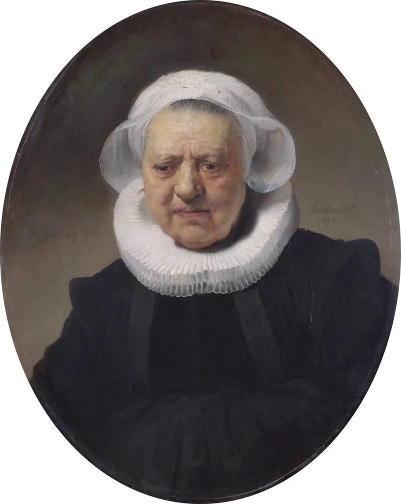 Portret van een 83-jarige vrouw (misschien Aechje Claesdr, moeder van Dirck Jansz Pesser) - Rembrandt
