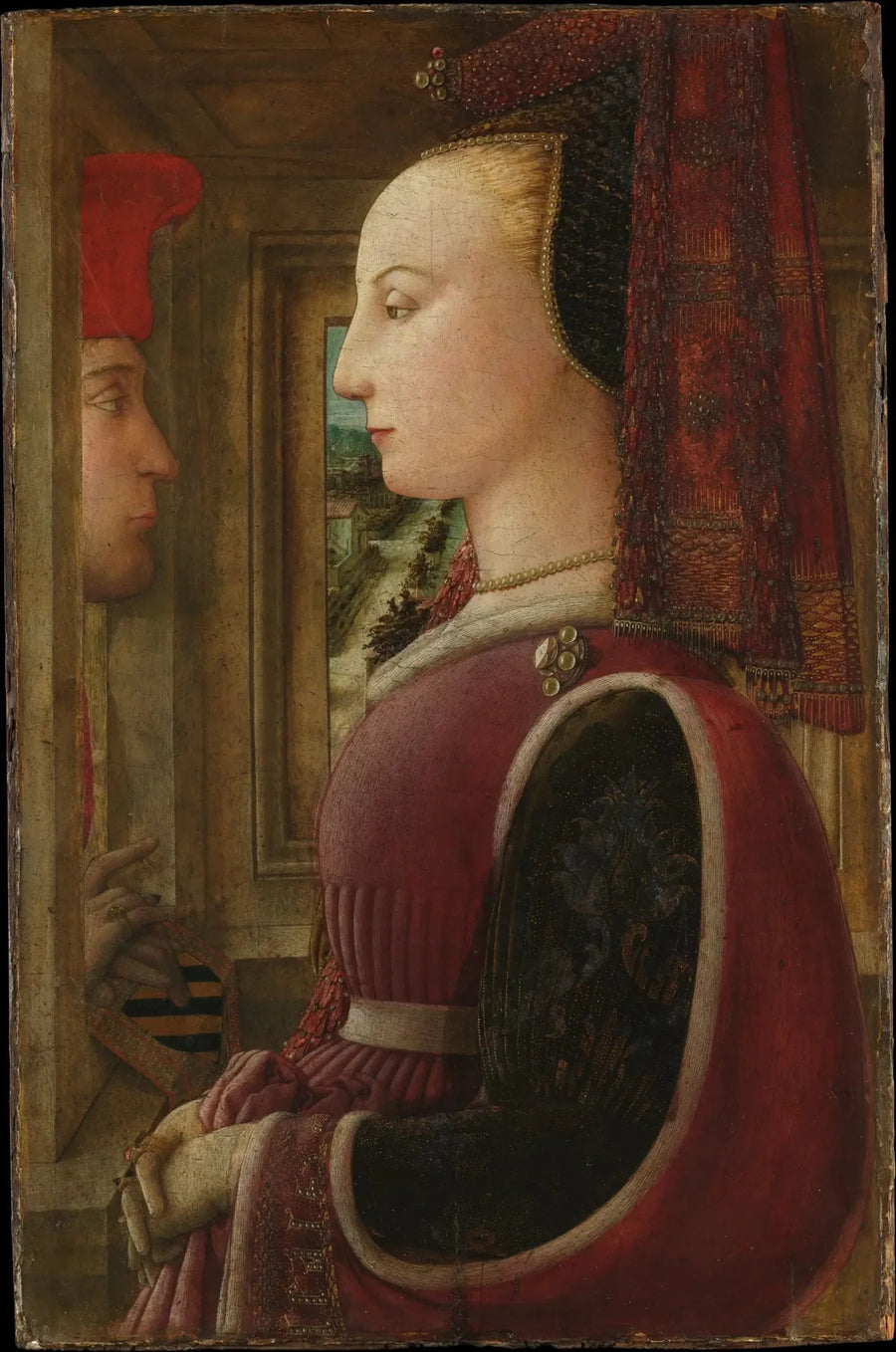 Portret van een vrouw en een man bij het raam - Fra Filippo Lippi