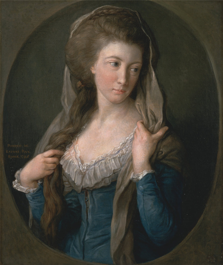 Portret van een vrouw, traditioneel geïdentificeerd als Margaret Stuart, Lady Hippisley - Pompeo Batoni