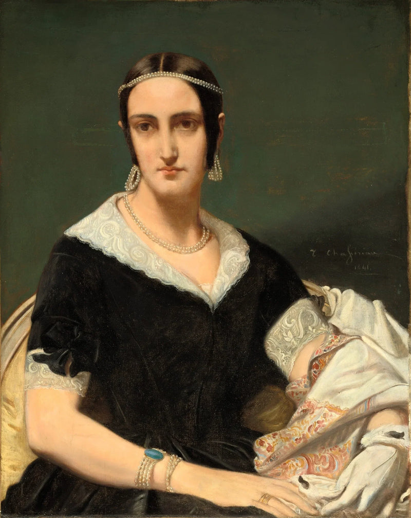 Portret van een jonge vrouw met parelsnoeren - Théodore Chassériau