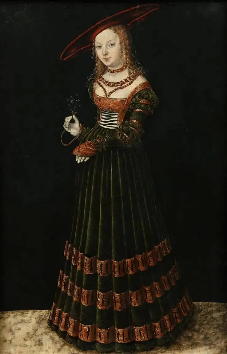 Portret van een jong meisje met een anjer (De Prinses) - Lucas Cranach de Oudere