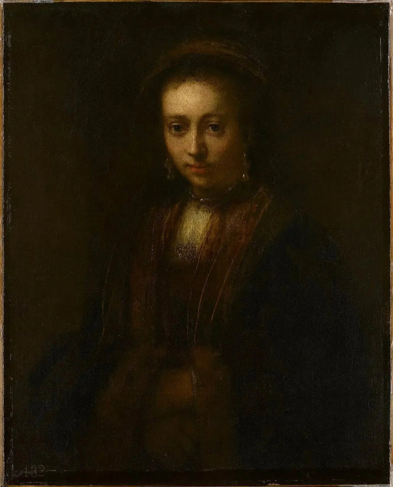 Portret van een dame met samengevoegde handen (Hedwig Łuszkowska, flora van 1634) - Rembrandt