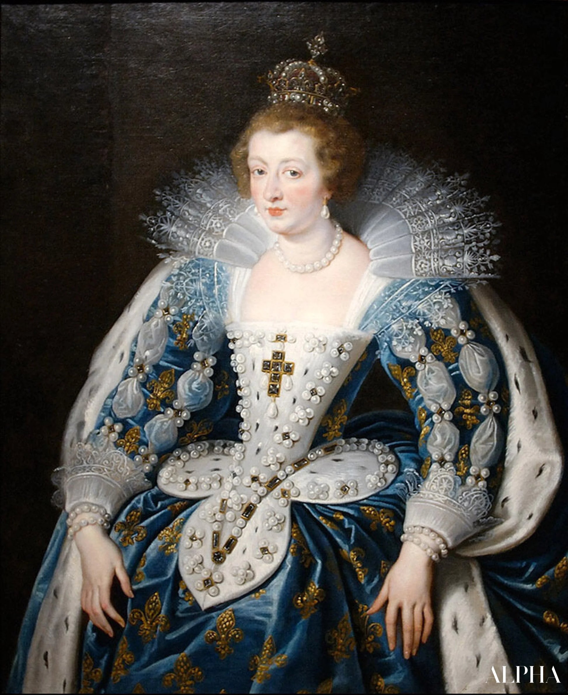 Portret van Anna van Oostenrijk, koningin van Frankrijk en Navarra - Peter Paul Rubens - Reproducties van schilderijen en hoogwaardige schilderkunst