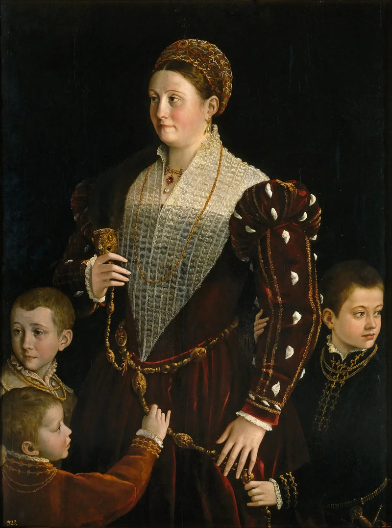 Portret van Camilla Gonzaga en haar drie zoons - Parmigianino