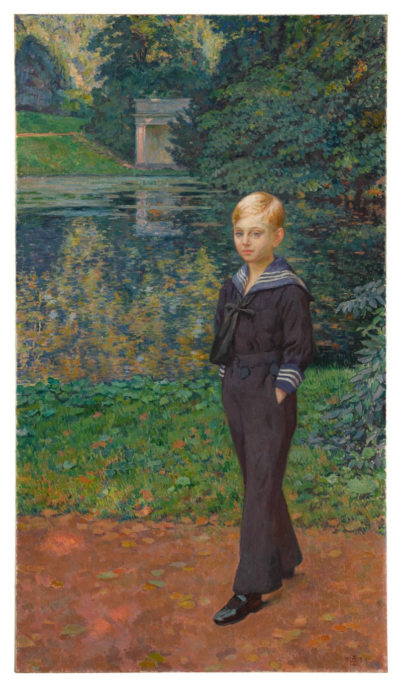 Portret van Claude Stevens als zeeman, in de tuin - Théo van Rysselberghe