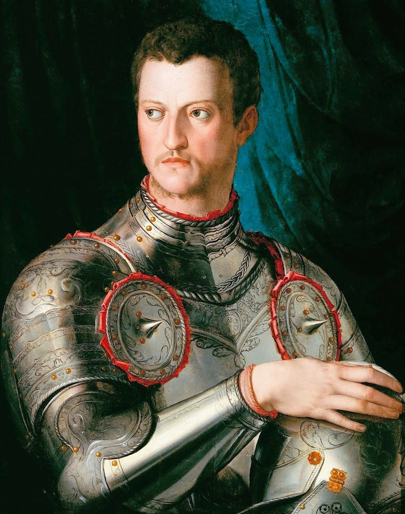 Portret van Cosimo I de' Medici in harnas. - Bronzino