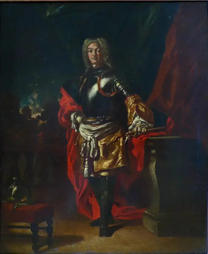Portret van Diego d'Aragona Pignatelli in generaal cuirassier-uniform - Francesco Solimena
