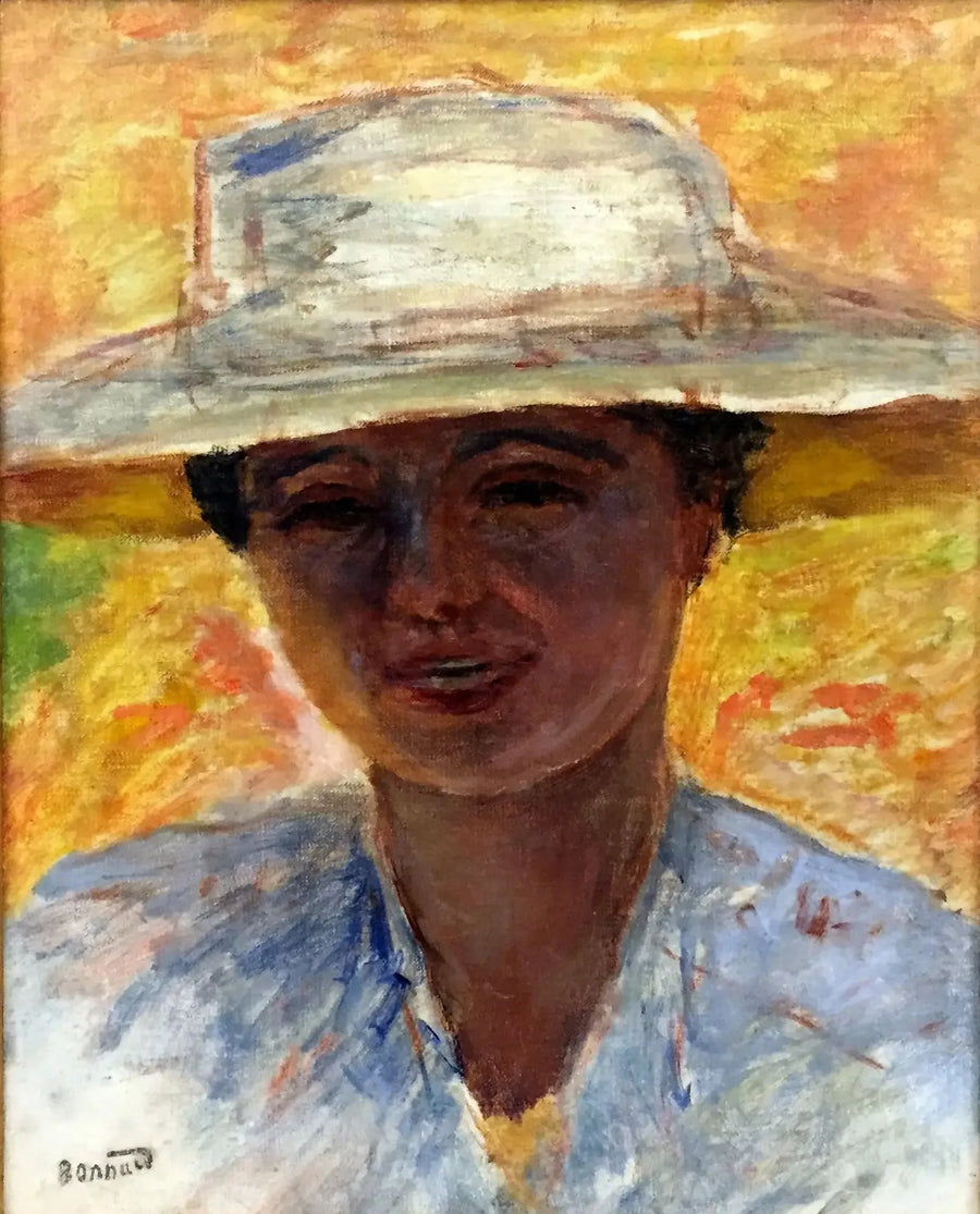 Portret van een vrouw met een grote hoed - Pierre Bonnard