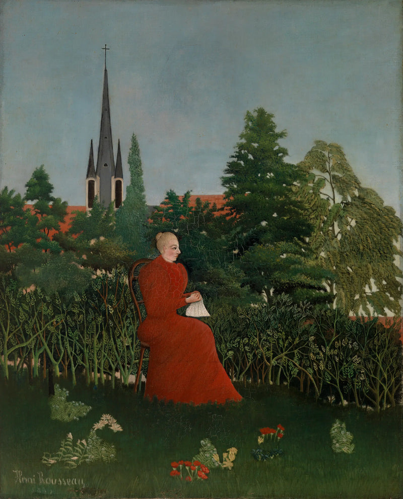 Portret van een vrouw in een landschap - Henri Rousseau