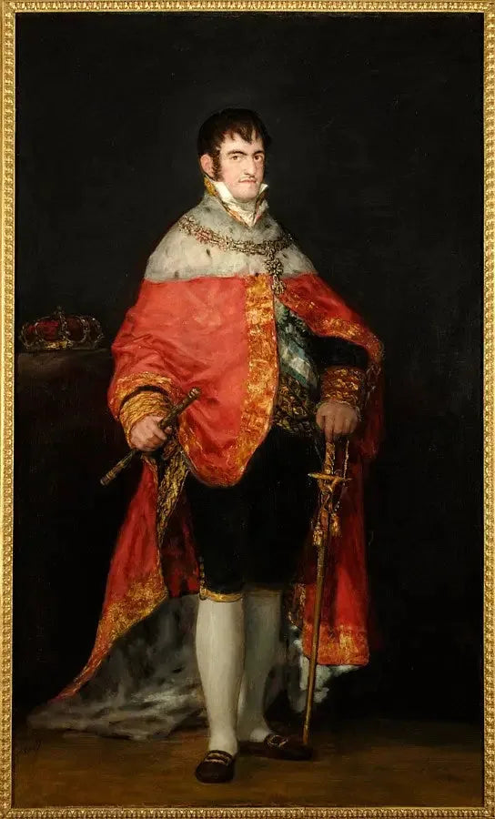 Portret van Ferdinand VII in zijn koninklijke mantel - Francisco de Goya