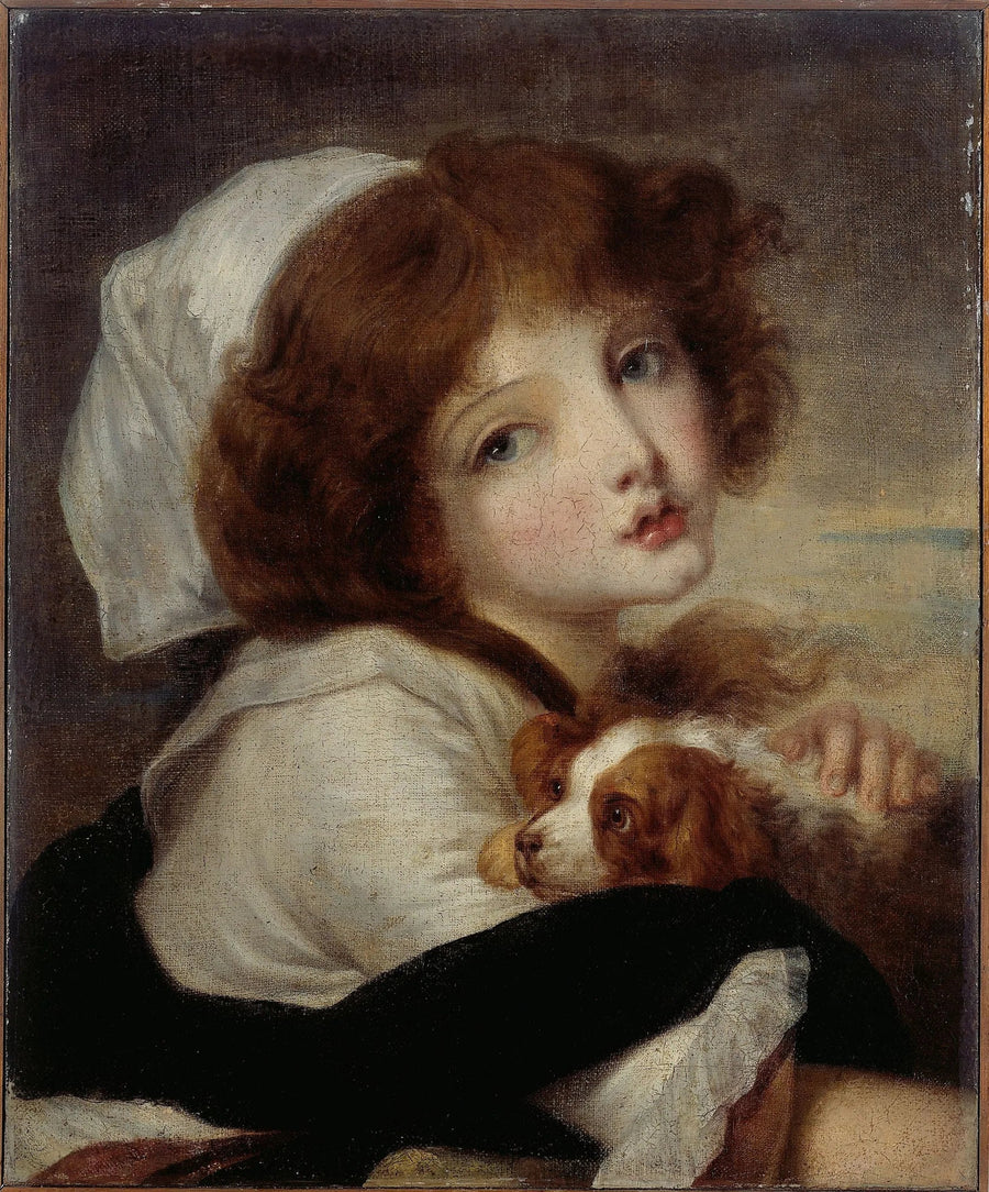 Portret van een meisje met haar kleine hond - Jean-Baptiste Greuze