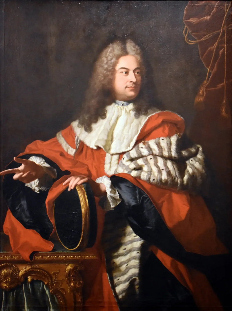 Portret van Gaspard de Gueidan (1688-1767) als president met hamer. - Hyacinthe Rigaud