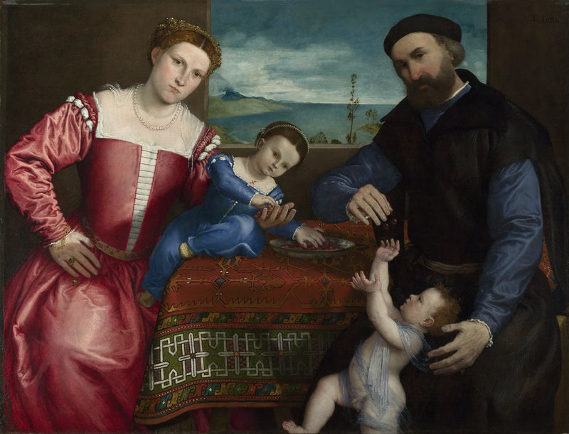 Portret van Giovanni della Volta met zijn vrouw en kinderen - Lorenzo Lotto