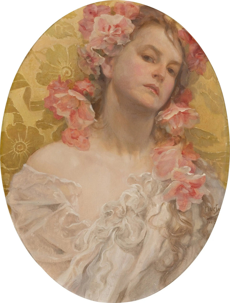 Portret van Hanna Vitousek - Alphonse Mucha