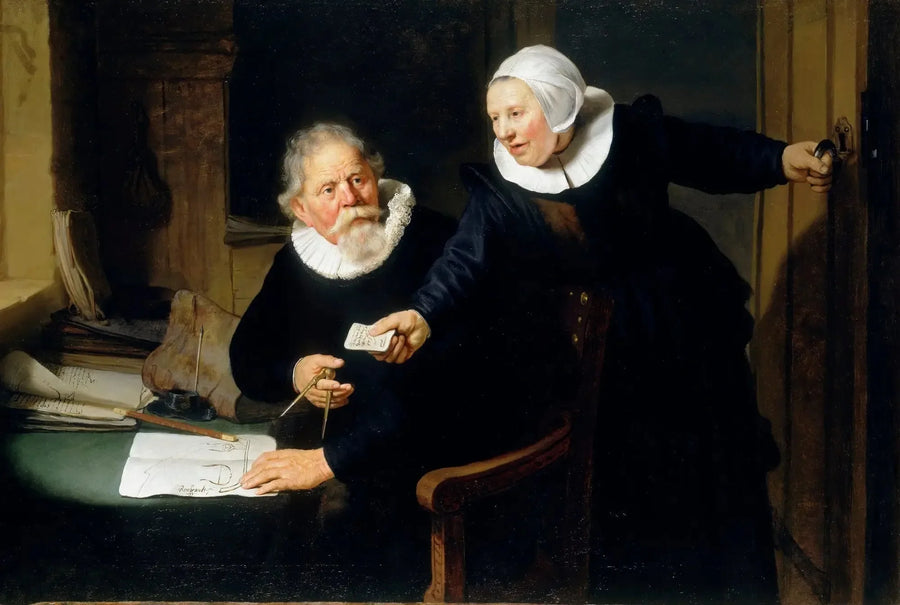 Portret van Jan Rijcksen en zijn echtgenote Griet Jans - Rembrandt